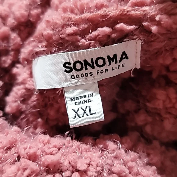 SONOMA XXL Mauve Cowlneck Long Sleeve Fair Isle Sherpa Comfy Cozy Sweater Top - Picture 3 of 13